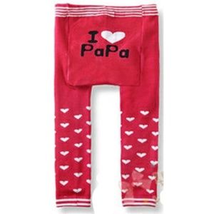 Red White I LOVE PAPA Bottom Knitted leggings